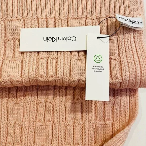 CALVIN KLEIN blush pink Cable knit Warm Winter Scarf, Muffler - Picture 8 of 10